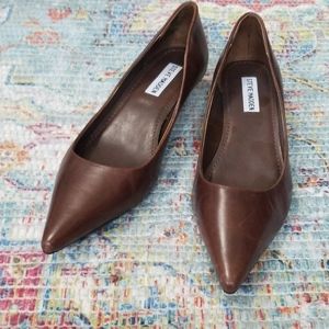 Steven madden brown leather kitten heals
